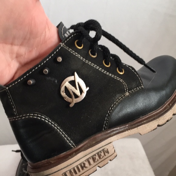 Girls black lace up ankle boots. WOW on tongue M side thirteen on heel size 13 - Picture 3 of 7